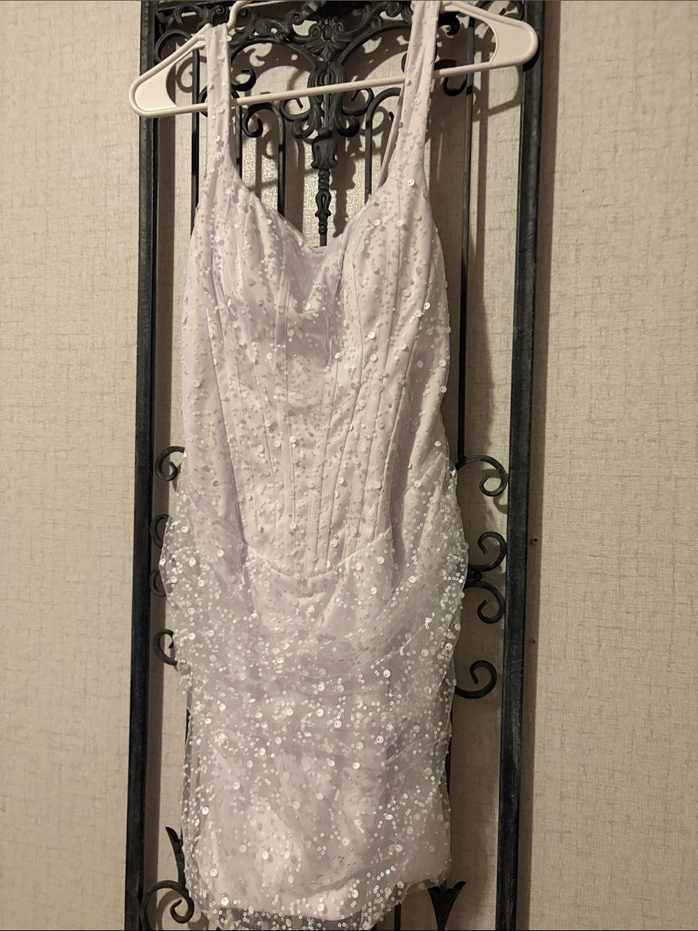 Sparkling Lavender Sequin Prom Sheath Dress
